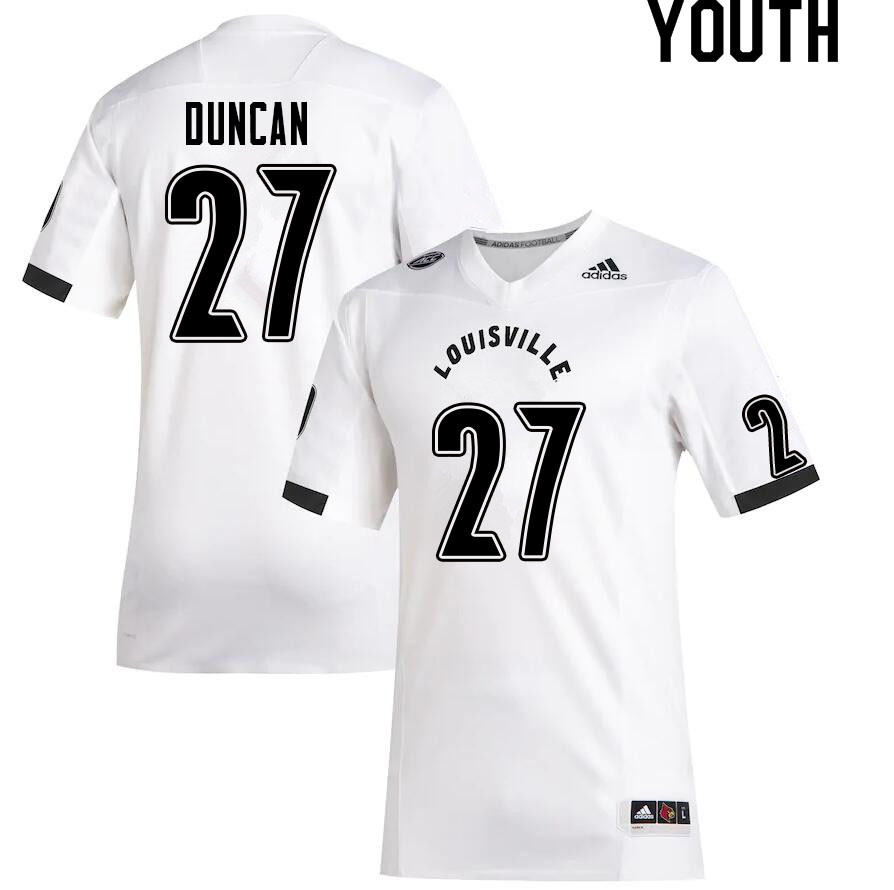 Youth #27 Kenderick Duncan Louisville Cardinals College Football Jerseys Sale-White